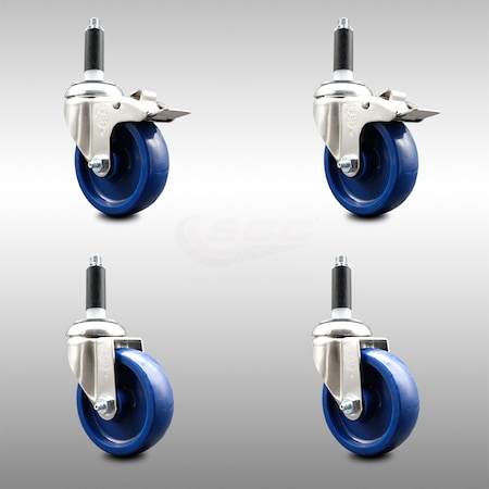Service Caster 4 Inch 316SS Solid Poly Swivel 3/4 Inch Expanding Stem Caster Lock Brake, 2PK SCC-SS316TTLEX20S414-SPUS-2-S-2-34